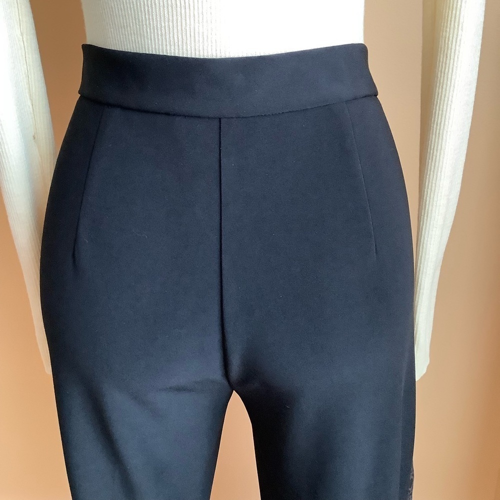 JOSEPH RIBKOFF Geometric Flare Trousers Black Brown 10 Stretch Knit - Picture 6 of 13